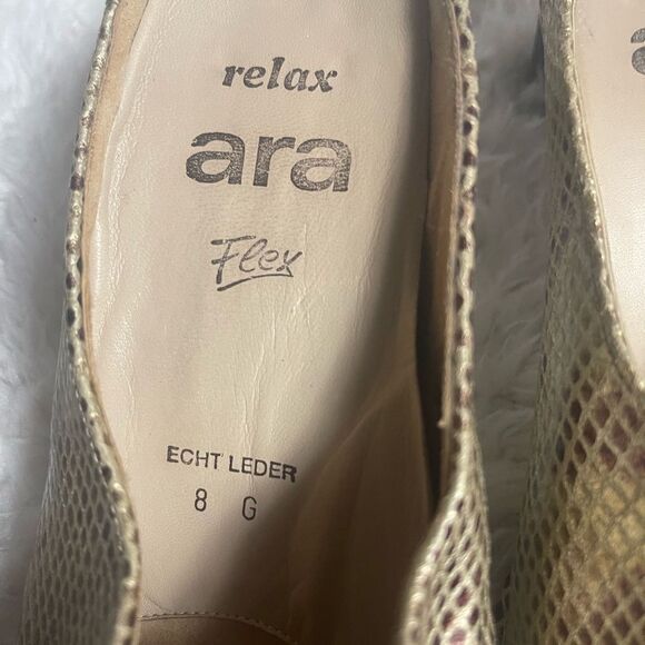 Ara Relax Flex gold & bronze Leather Textured Slip on Heel Mules SZ US 8 run big - Picture 9 of 10